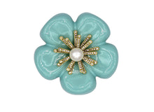 Load image into Gallery viewer, Camellia Azure Enamel Brooch