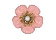 Load image into Gallery viewer, Camellia Pink Enamel Brooch