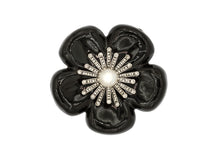 Load image into Gallery viewer, Camellia Black Enamel Brooch