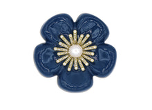 Load image into Gallery viewer, Camellia Blue Enamel Brooch