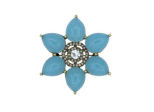 Load image into Gallery viewer, Daffodil Blue Cabochon Brooch