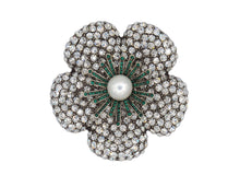 Load image into Gallery viewer, Camellia Emerald Contrast Brooch