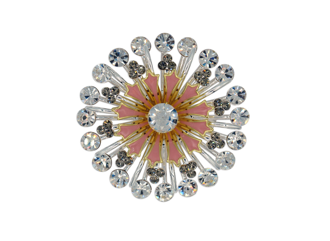 Calendula Pink Crystal Brooch