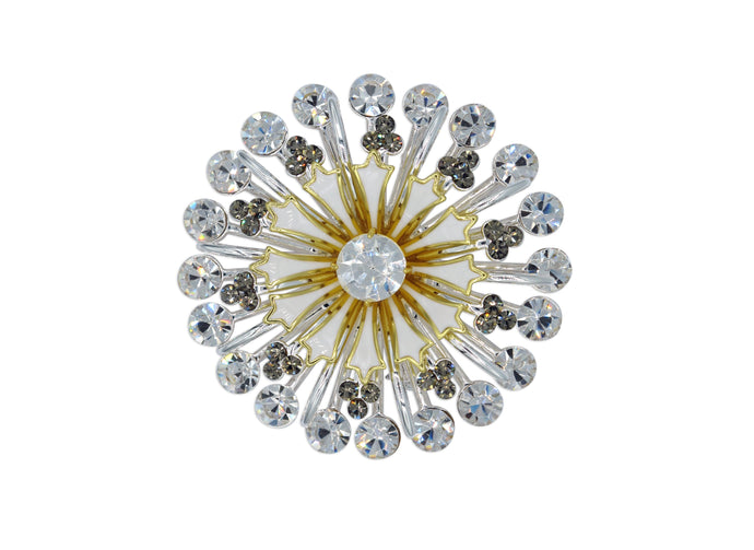 Calendula White Crystal Brooch