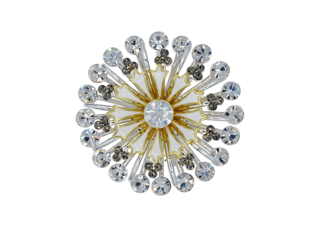 Calendula White Crystal Brooch