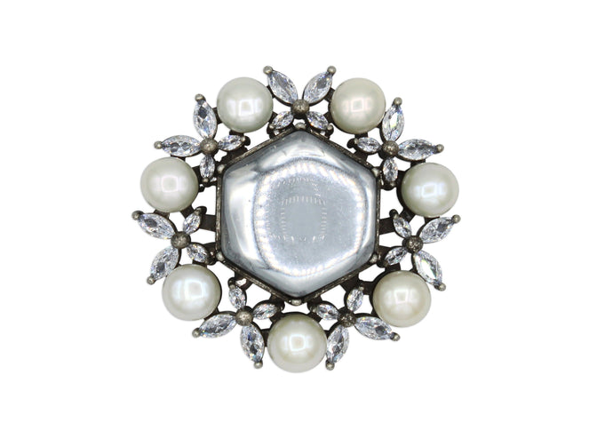 Peony Crystal Cabochon Brooch