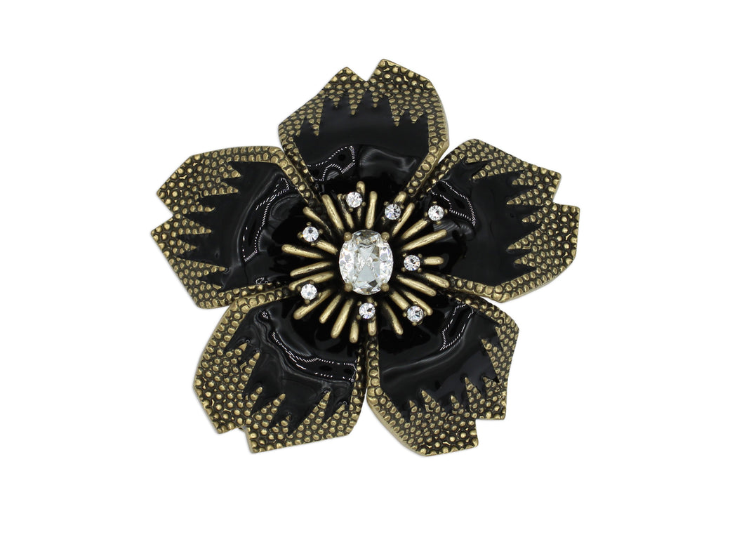 Midnight Blossom Black Brooch