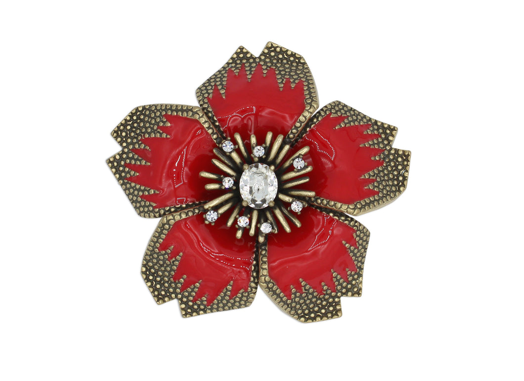 Midnight Blossom Red Brooch