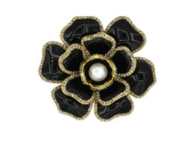 Load image into Gallery viewer, Gardenia Black Enamel Brooch
