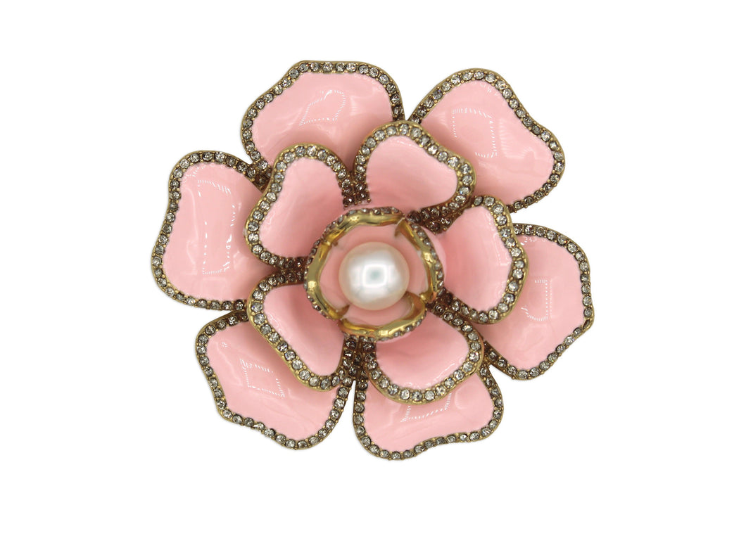 Gardenia Pink Enamel Brooch