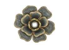 Load image into Gallery viewer, Gardenia Grey Enamel Brooch
