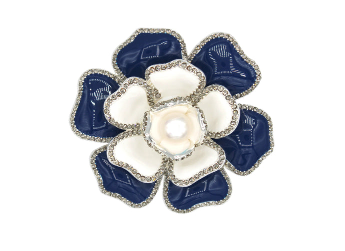 Gardenia Blue Contrast Brooch