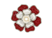 Load image into Gallery viewer, Gardenia Red Contrast Brooch
