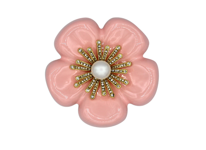 Camellia Pink Enamel Brooch