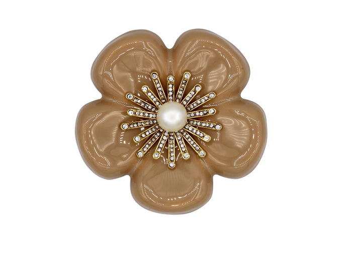 Camellia Beige Enamel Brooch