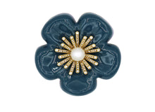 Load image into Gallery viewer, Camellia Denim Enamel Brooch
