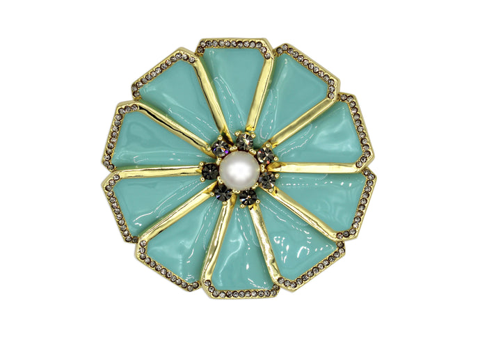 Dandelion Blue Enamel Brooch