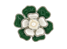 Load image into Gallery viewer, Gardenia Green Contrast Brooch
