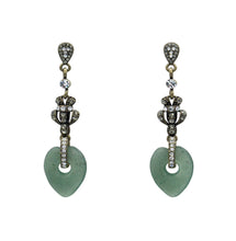 Load image into Gallery viewer, Heart-shaped Green Drop Earrings
