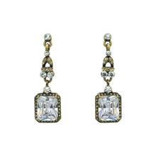 Load image into Gallery viewer, Asscher Champagne Crystal Earrings
