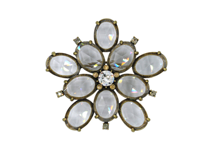 Dahlia Transparent Crystal Brooch