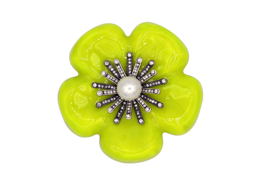 Camellia Yellow Enamel Brooch