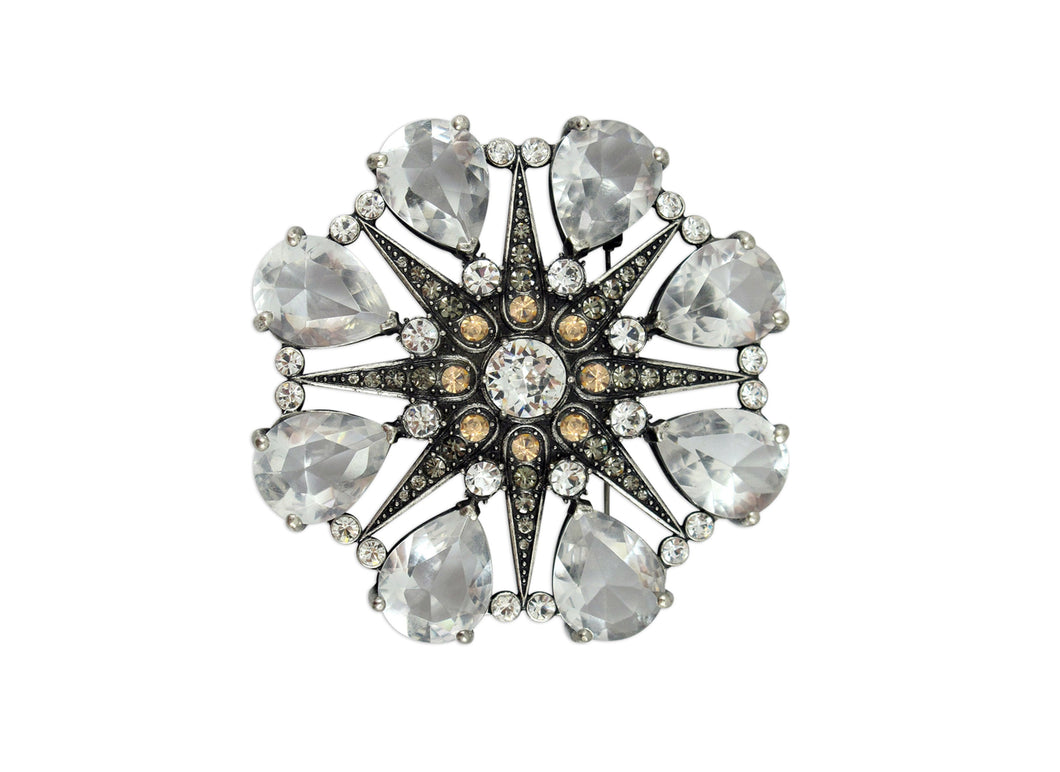 Zinnia Champagne Crystal Brooch