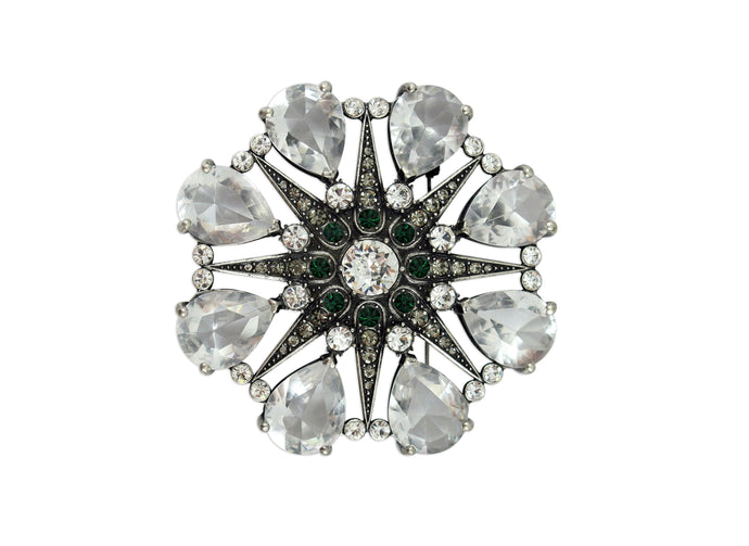 Zinnia Green Crystal Brooch