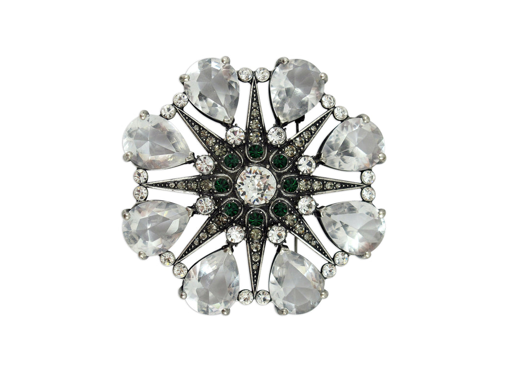 Zinnia Green Crystal Brooch