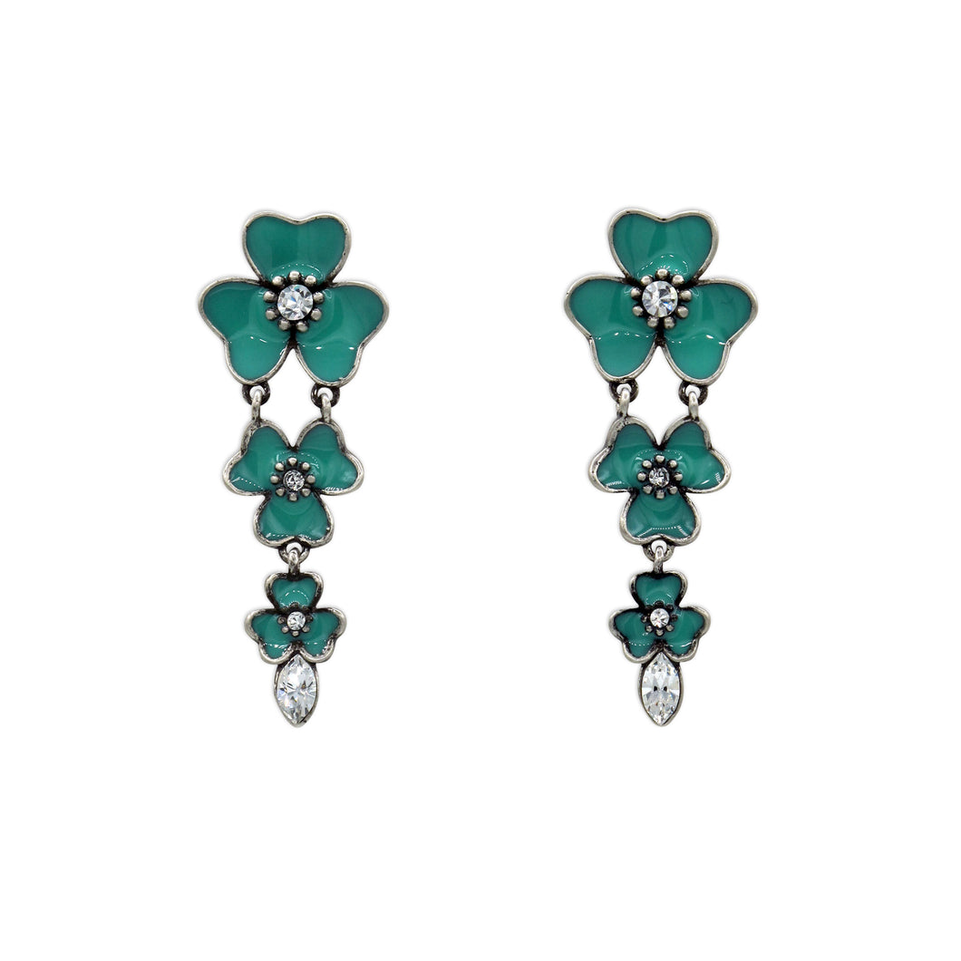 Floral Cascade Green Earrings
