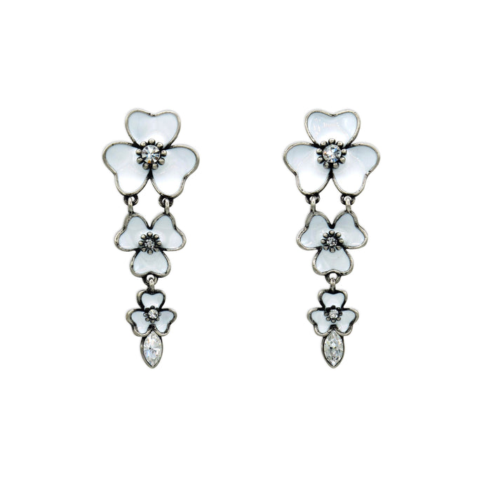 Floral Cascade White Earrings