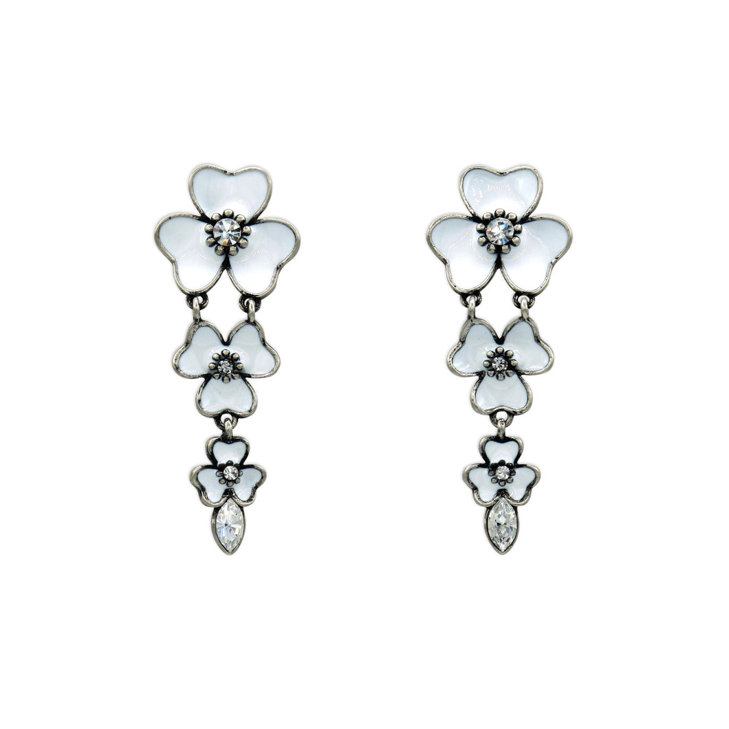 Floral Cascade White Earrings