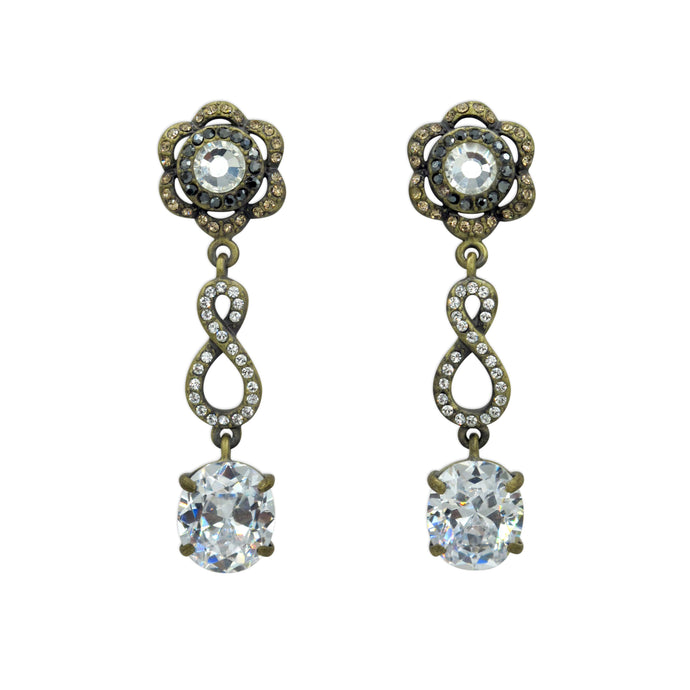 Floral Crystal Drop Earrings
