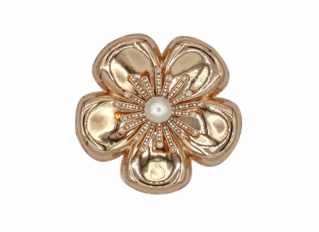 Camellia Rose Metal Brooch