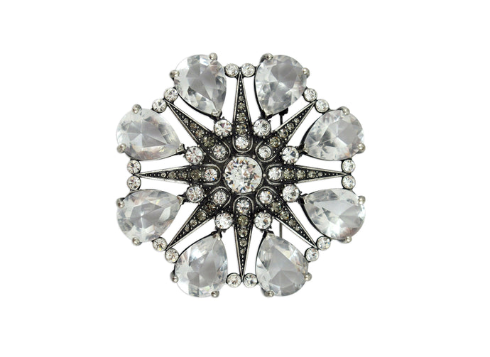 Zinnia Transparent Crystal Brooch 
